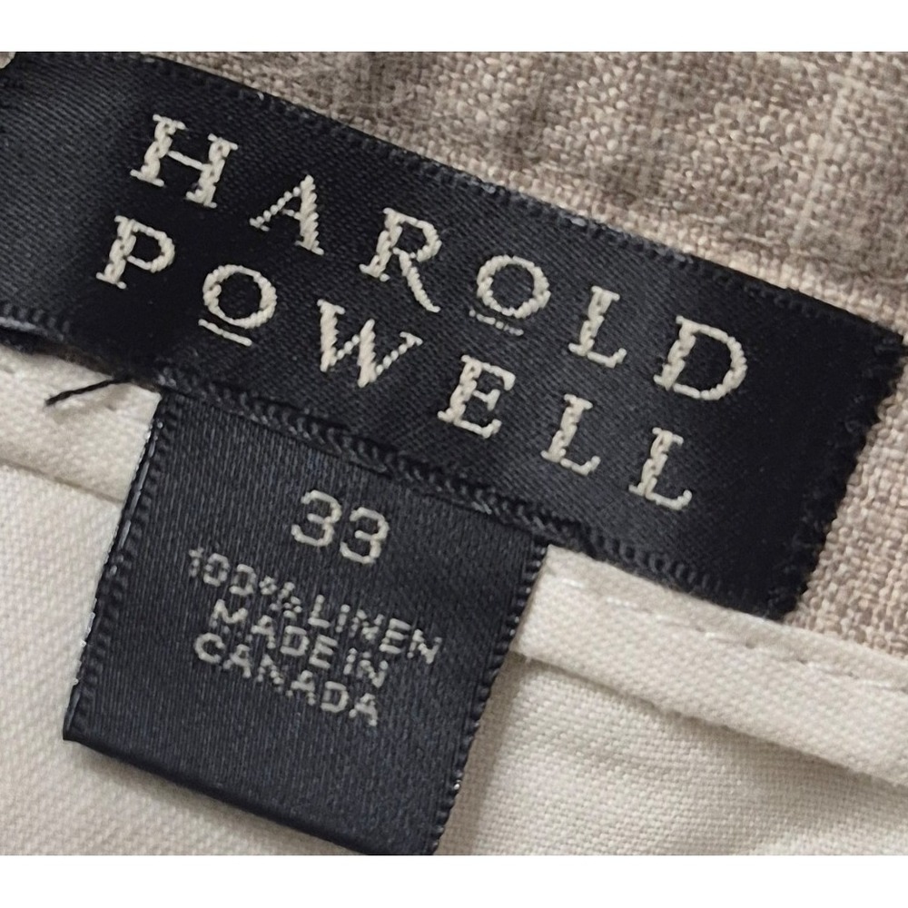 Harold Powell mens tan khaki 100% linen dress shorts sz. 33 preppy pleated front - Picture 10 of 12